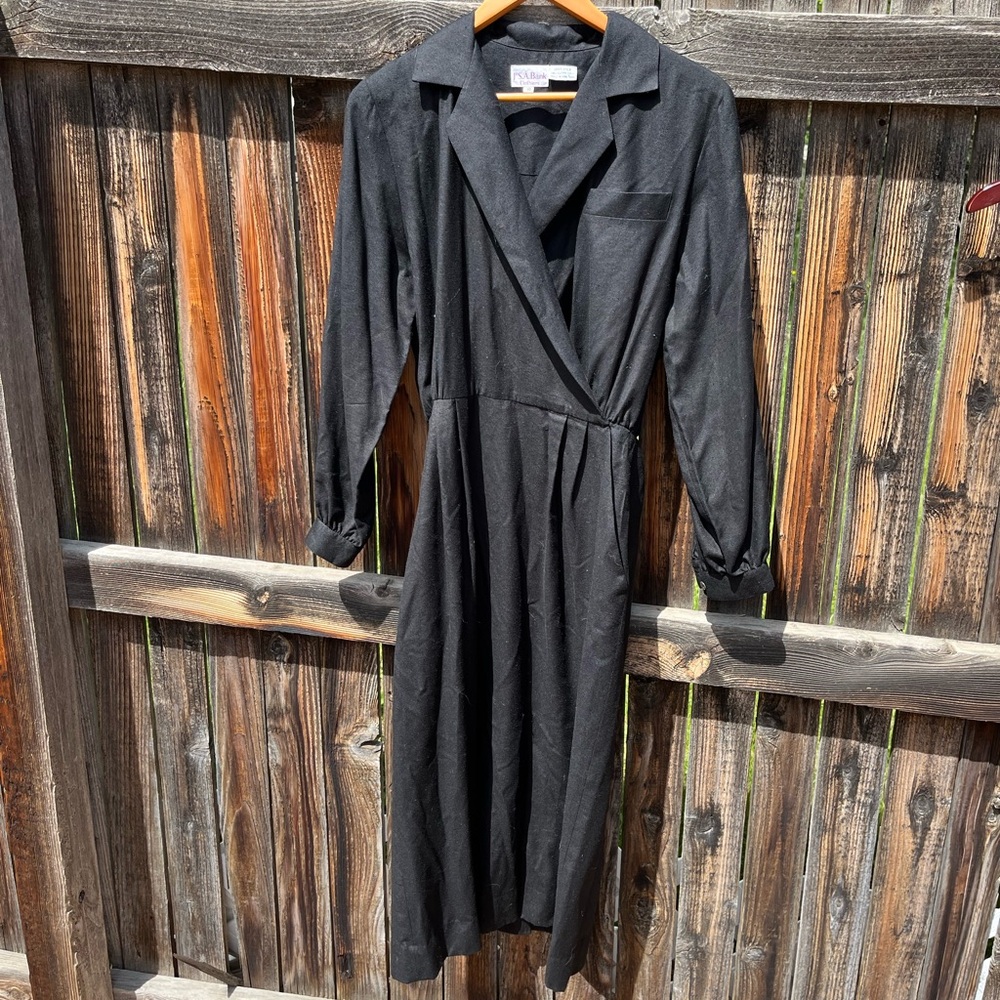 Jos. A. Bank • Black Long Sleeve Wrap Dress